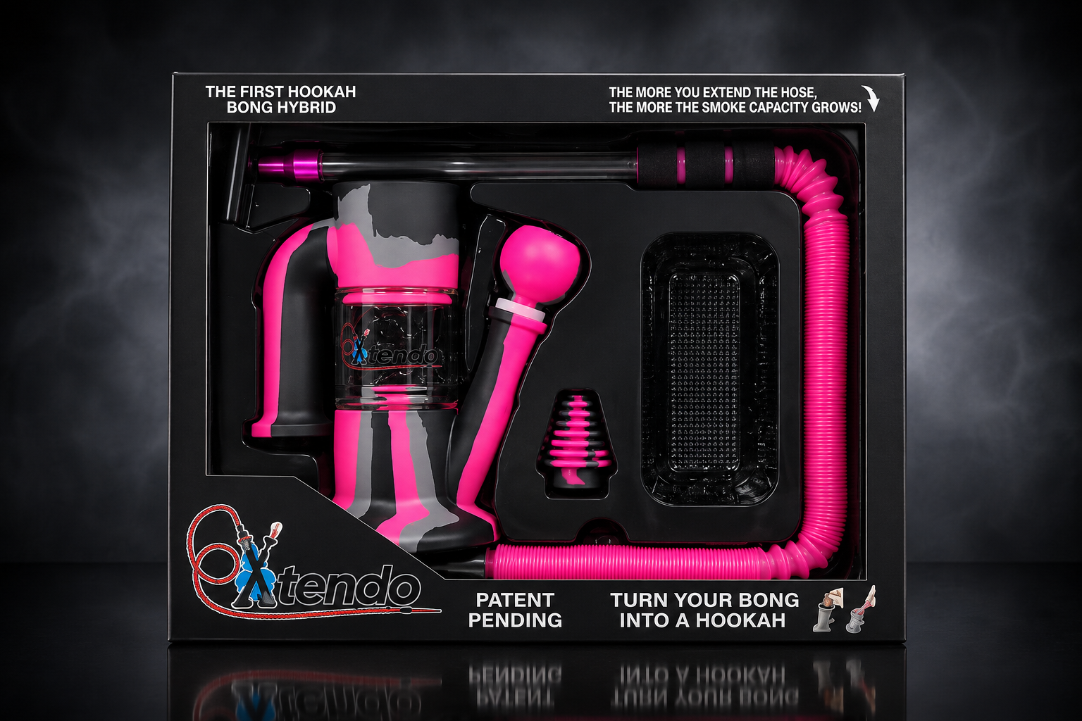 Xtendo MAGENTA Hybrid Complete Kit with Xtendo Adapter, Silicone/Glass Bowl, & Extendable Hose