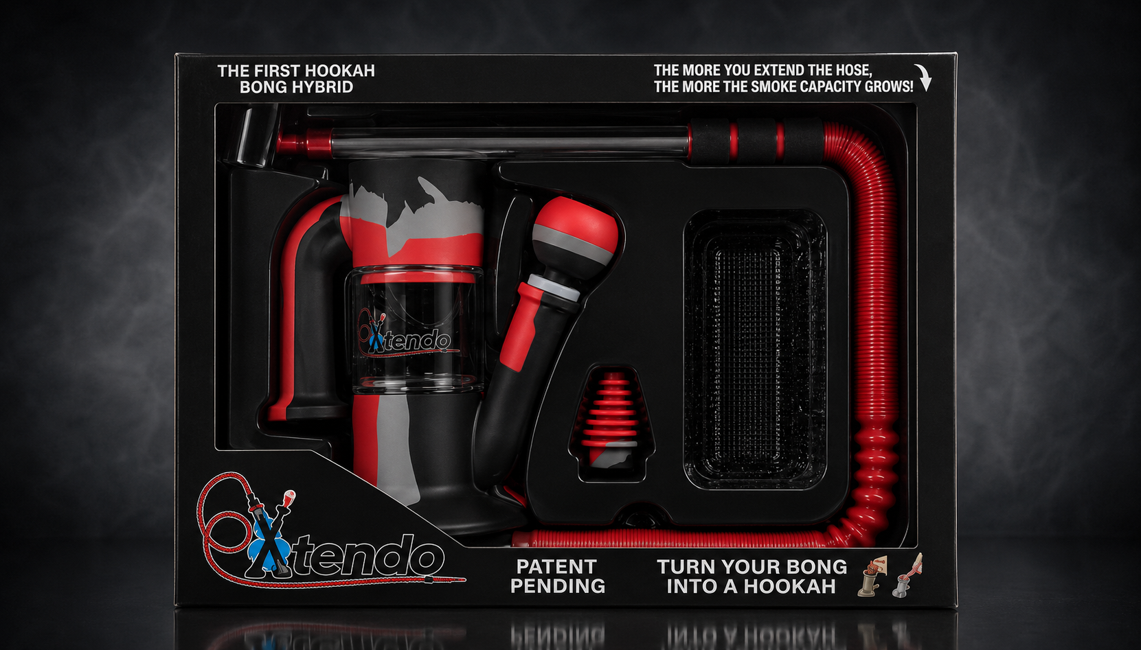 Xtendo RED Hybrid Complete Kit with Xtendo Adapter, Silicone/Glass Bowl, & Extendable Hose
