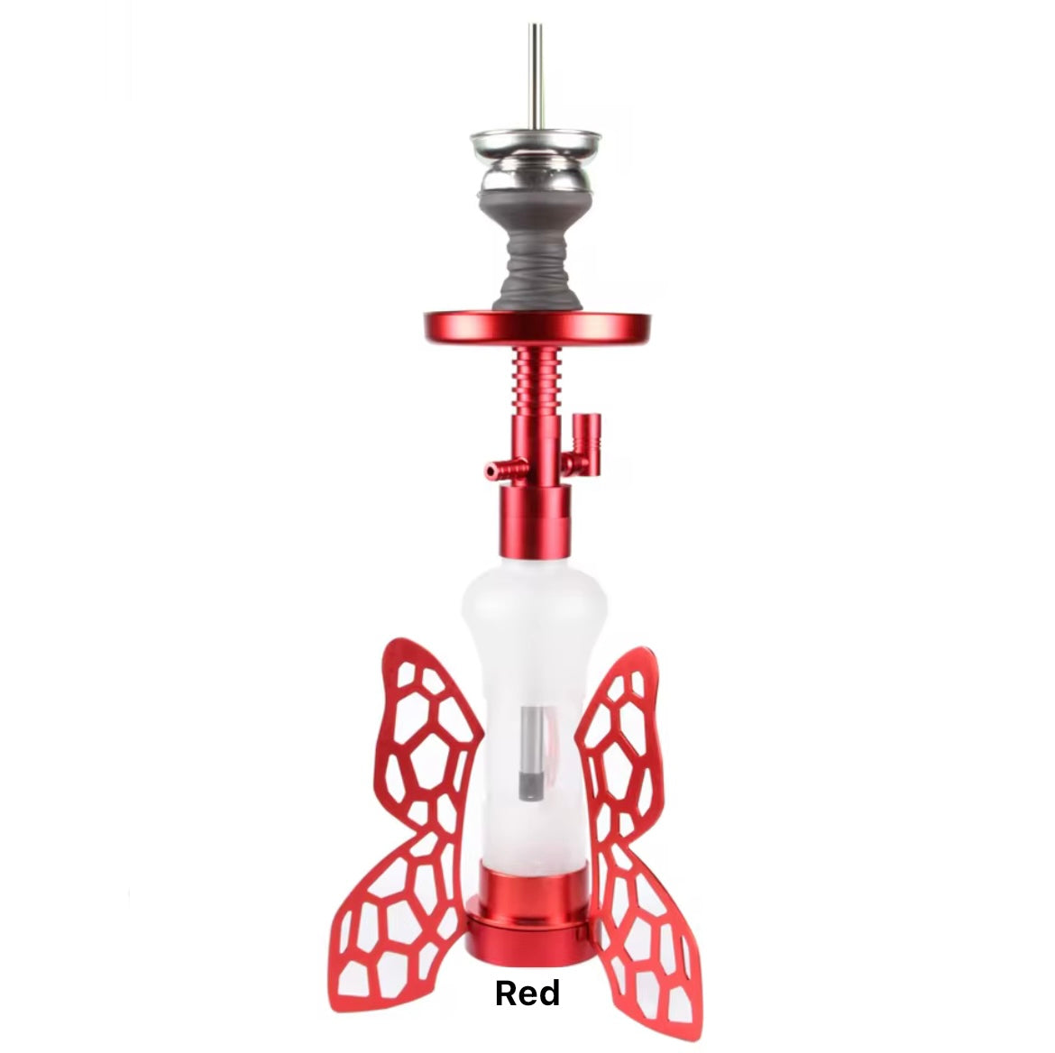 Red butterfly-shaped hookah on a white background