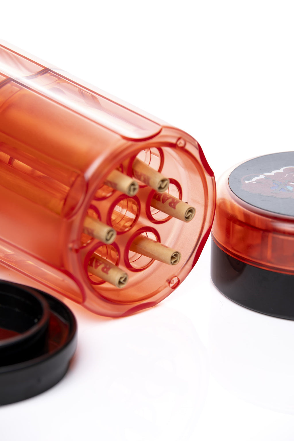 Xtendo 6 Shooter Grinder (Red) — 3-in-1 Grinder 6 Cone Revolving Loader & Storage