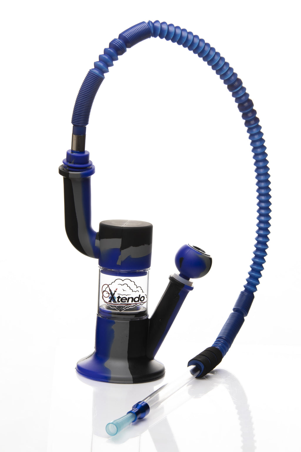 Xtendo BLUE Hybrid Complete Kit with Xtendo Adapter, Silicone/Glass Bowl, & Extendable Hose
