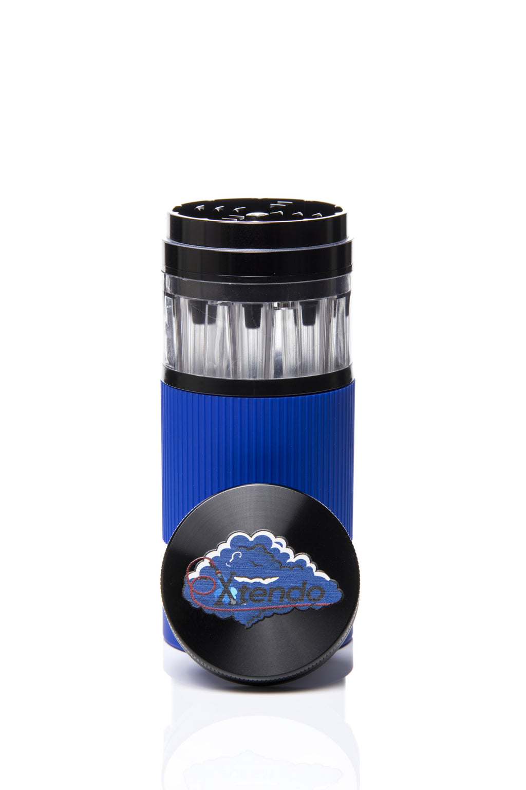 Xtendo 3-in-1 Grinder Pre-Roll Shooter (BLUE) — Fill 8 Cones at Once with Precision