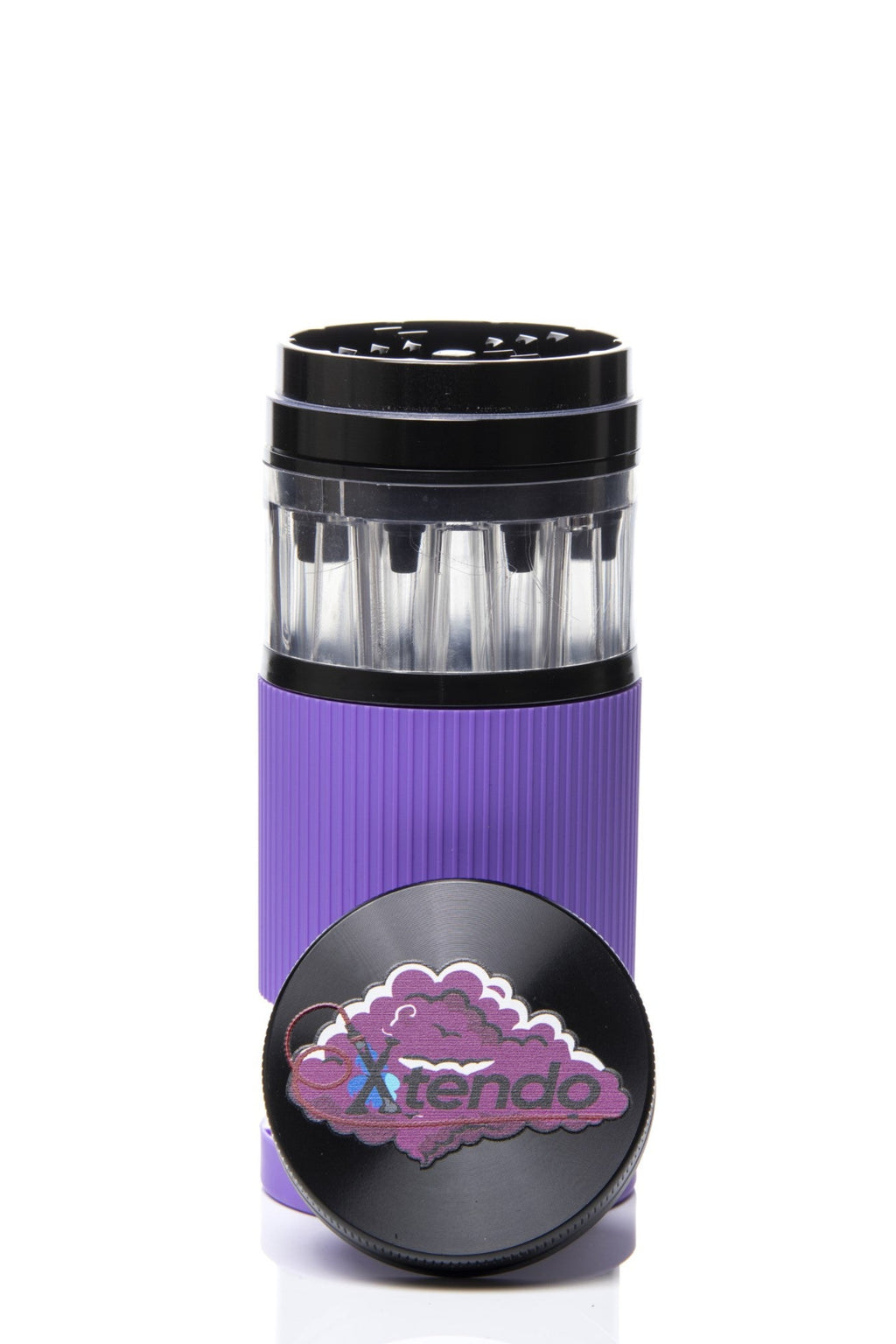 Xtendo 3-in-1 Grinder Pre-Roll Shooter (PURPLE) — Fill 8 Cones at Once with Precision