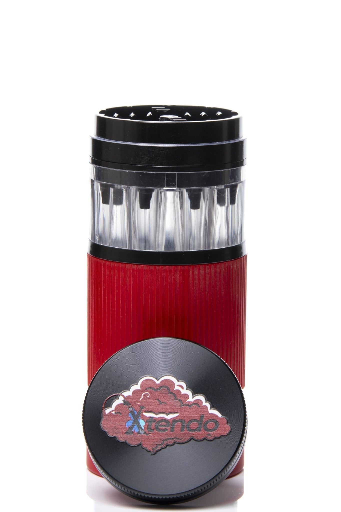 Xtendo 3-in-1 Grinder Pre-Roll Shooter (RED) — Fill 8 Cones at Once with Precision