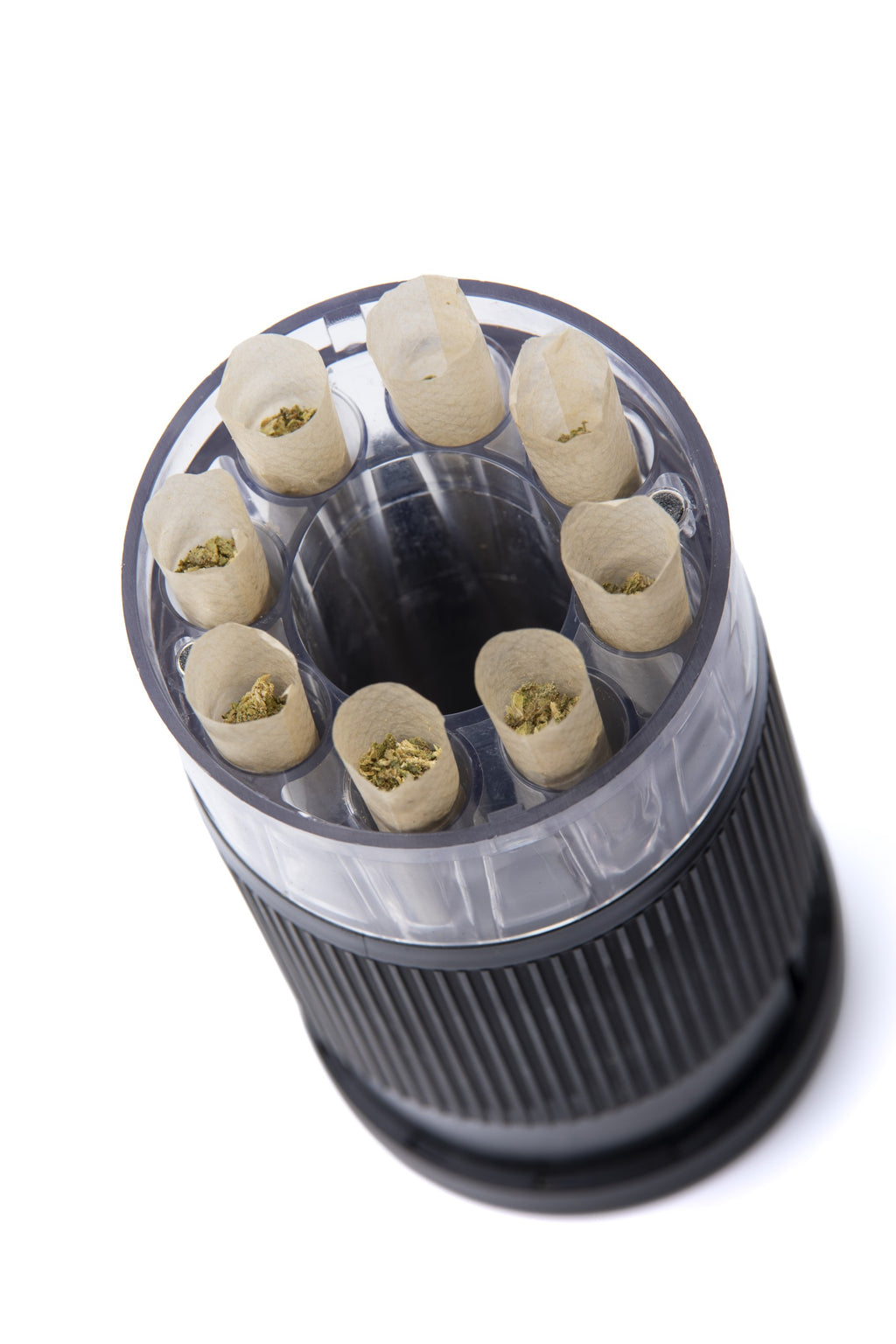 Xtendo 3-in-1 Grinder Pre-Roll Shooter (BLACK) — Fill 8 Cones at Once with Precision