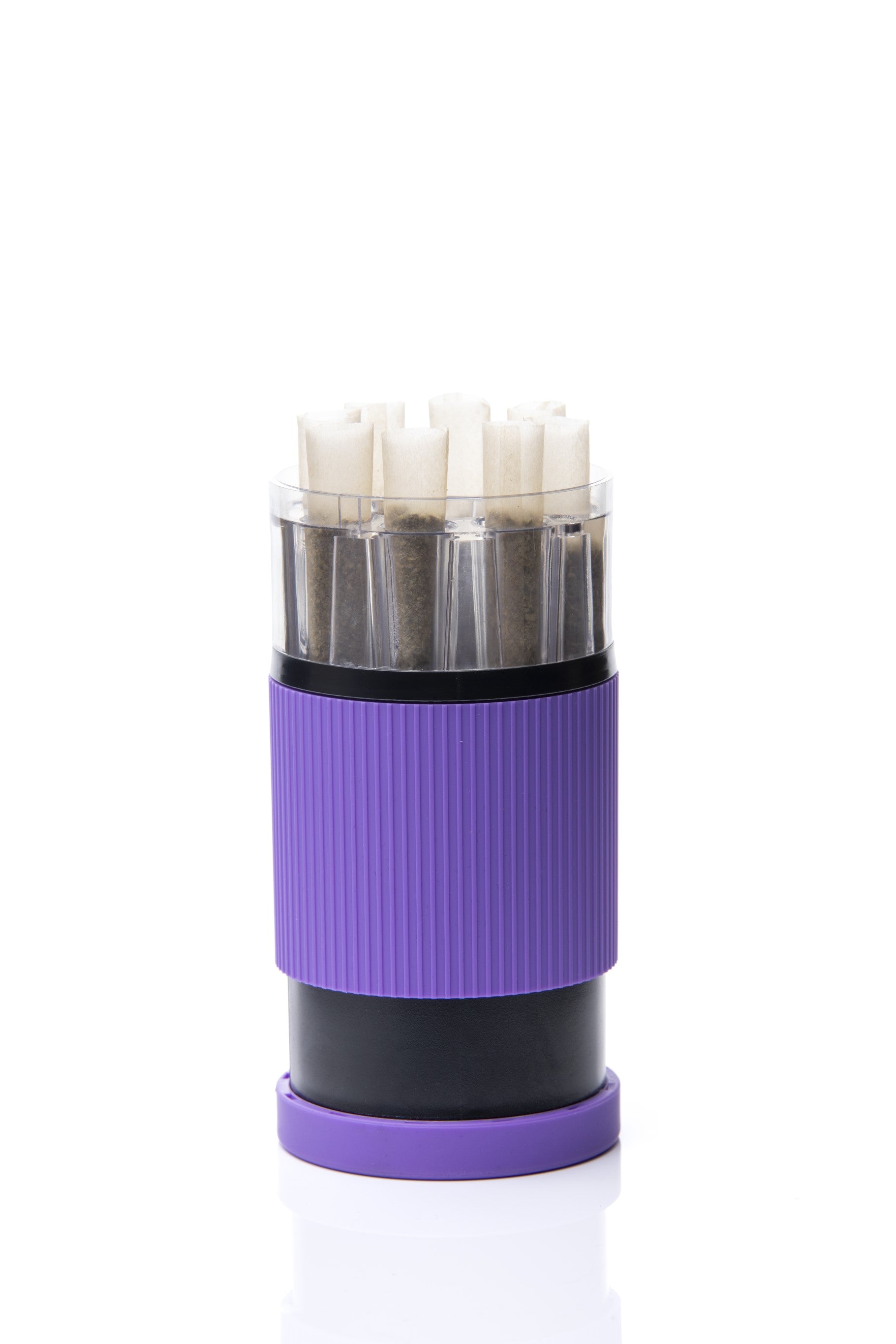 Xtendo 3-in-1 Grinder Pre-Roll Shooter (PURPLE) — Fill 8 Cones at Once with Precision
