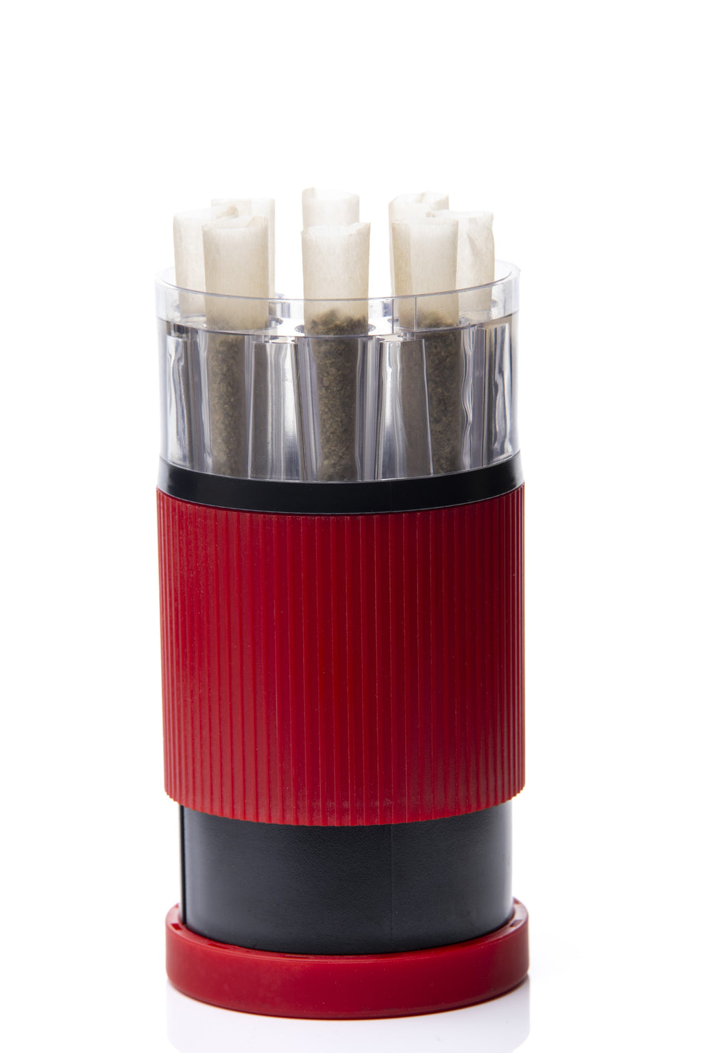 Xtendo 3-in-1 Grinder Pre-Roll Shooter (RED) — Fill 8 Cones at Once with Precision
