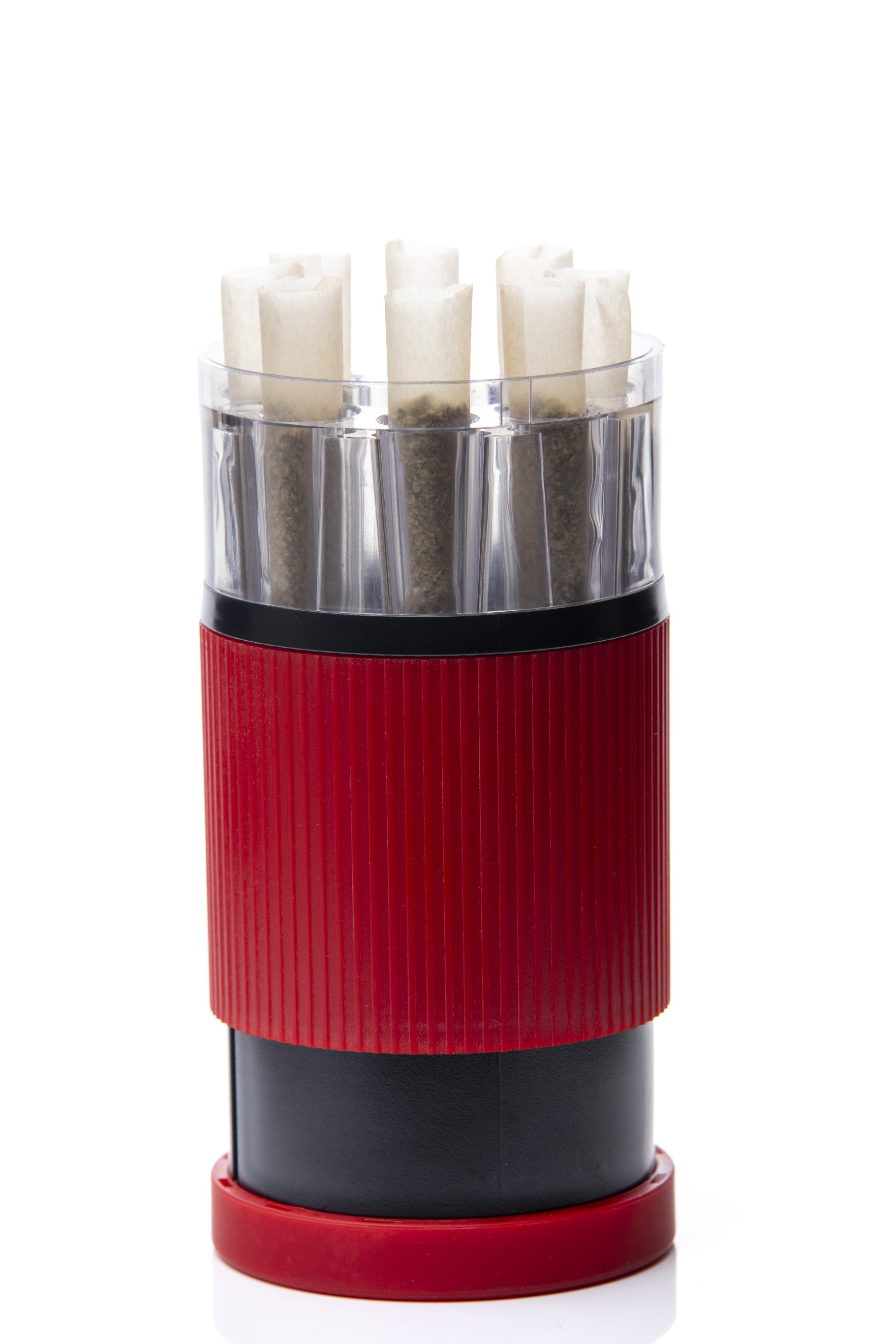 Xtendo 3-in-1 Grinder Pre-Roll Shooter (RED) — Fill 8 Cones at Once with Precision