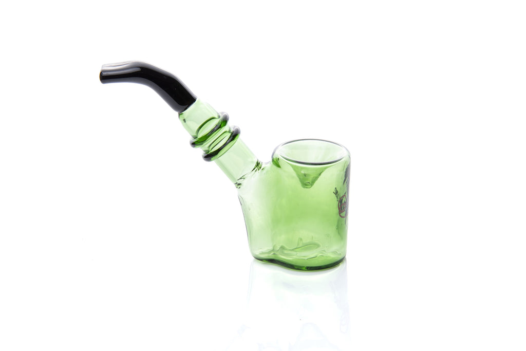 Xtendo Sherlock Glass Pipe (GREEN) — Classic Sitter Design with Ash-Catching Base