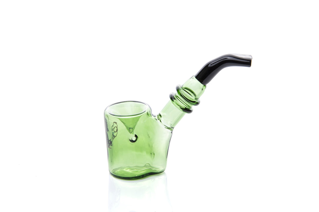 Xtendo Sherlock Glass Pipe (GREEN) — Classic Sitter Design with Ash-Catching Base