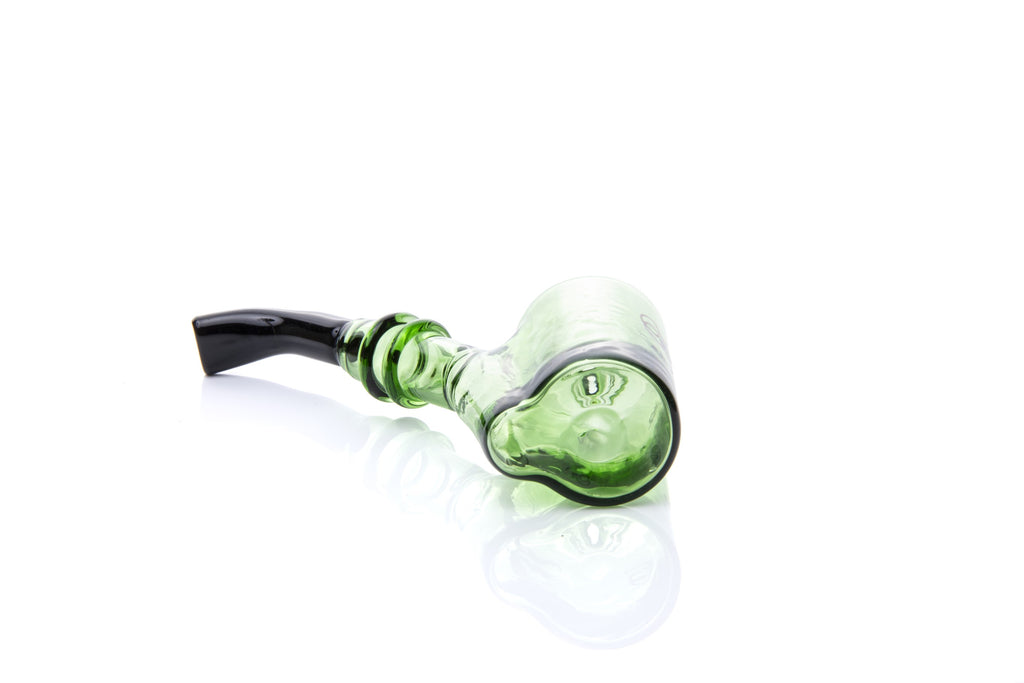 Xtendo Sherlock Glass Pipe (GREEN) — Classic Sitter Design with Ash-Catching Base