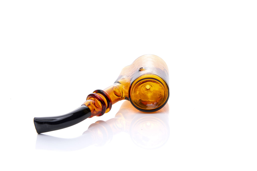 Xtendo Sherlock Glass Pipe (AMBER) — Classic Sitter Design with Ash-Catching Base
