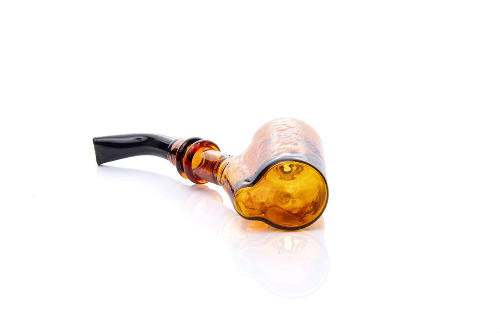 Xtendo Sherlock Glass Pipe (AMBER) — Classic Sitter Design with Ash-Catching Base