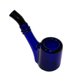 Blue glass pipe with black accent on a white background